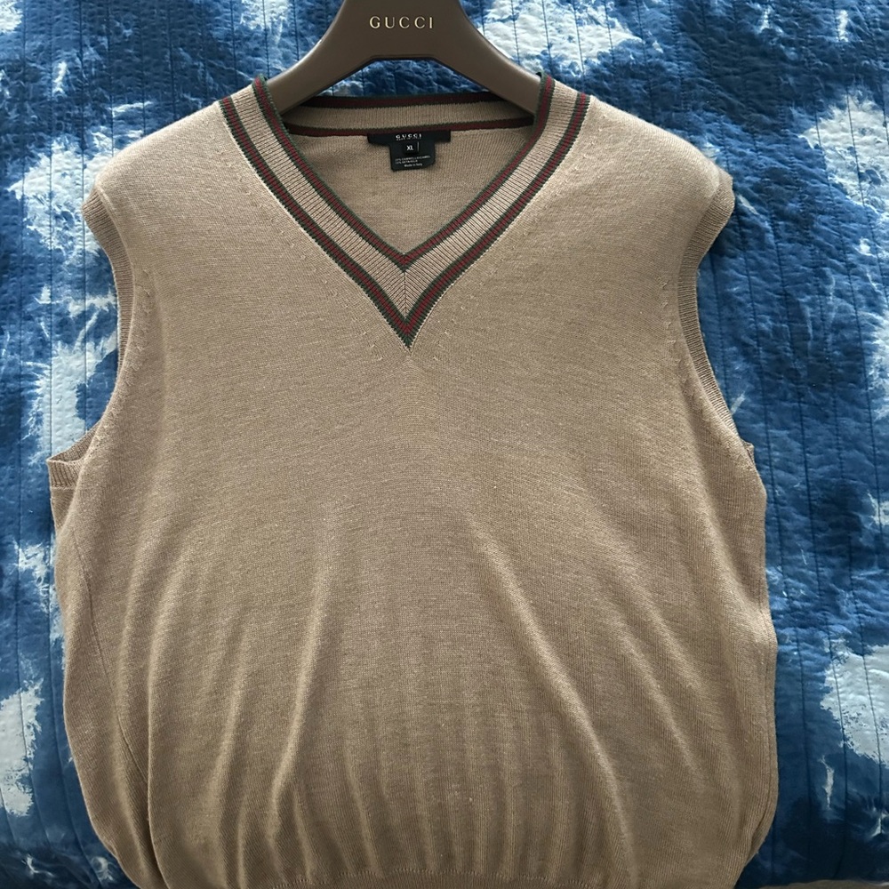 Gucci Men's Beige V-Neck Sweater Vest